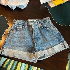 Reformation Charlene high rise cuffed Jean shorts, size 24.